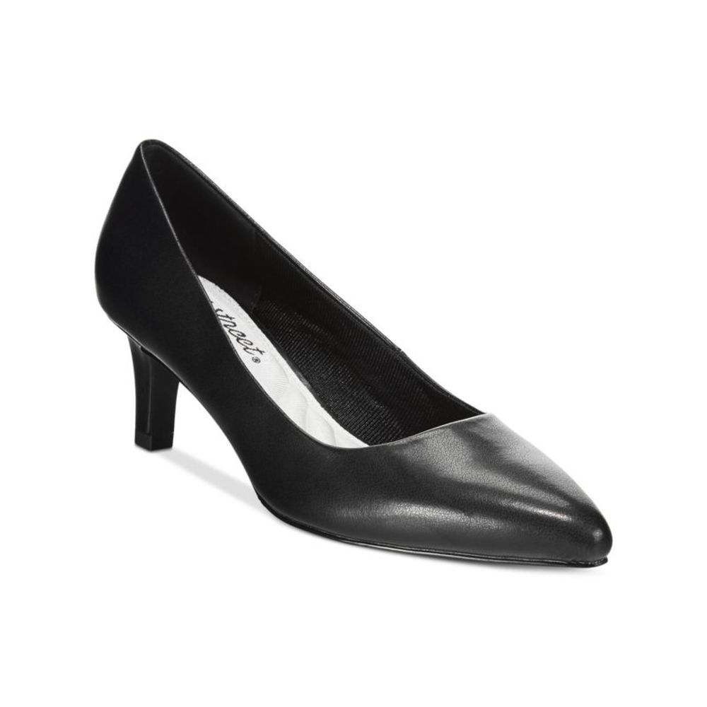 EASY STREET Womens Black Padded Pointe Kitten Heel Slip On Pumps 7 W
